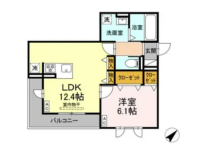 D-AVANCEつつじが丘II(1LDK/3階)の間取り写真
