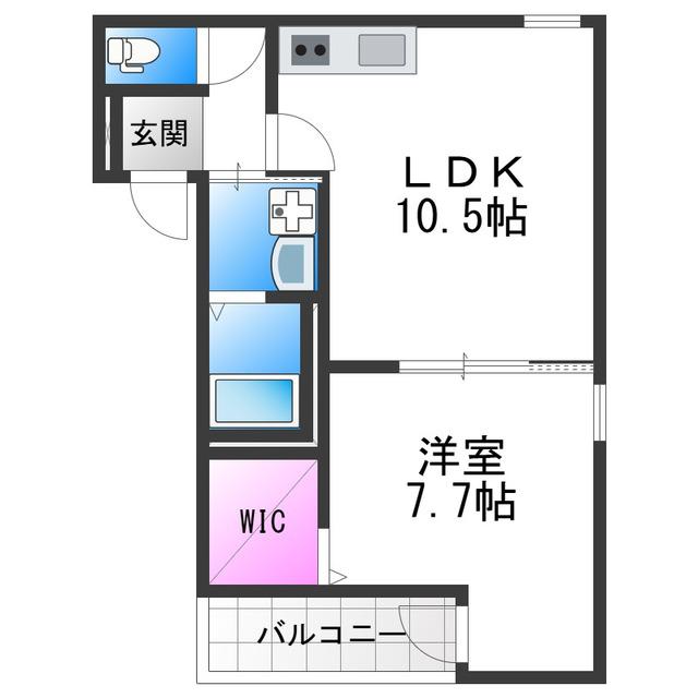 フジパレス今川公園V番館(1LDK/1階)の間取り写真