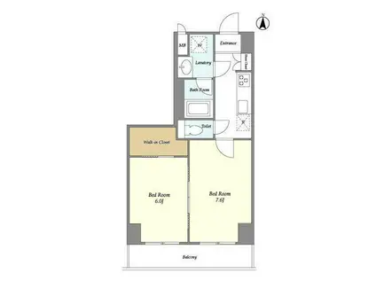 シェル中野弥生町(2K/8階)の間取り写真