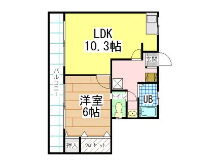 ロード黒崎(1LDK/5階)の間取り写真