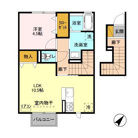 カーサイルフィオーレA(1LDK/2階)の間取り写真