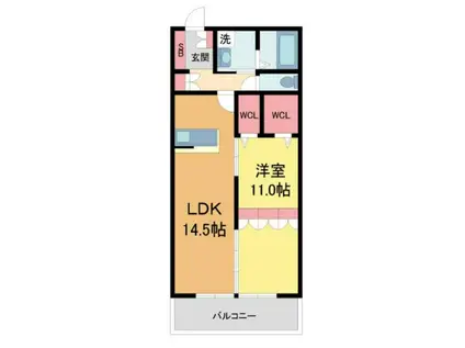 ICCO(2LDK/2階)の間取り写真