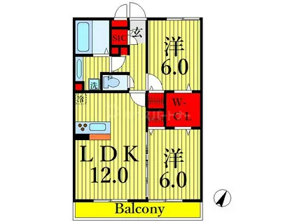 コンフォール瑞江Ⅸ(2LDK/3階)の間取り写真