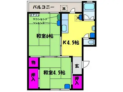 サクラハウス大沢野(2K/1階)の間取り写真