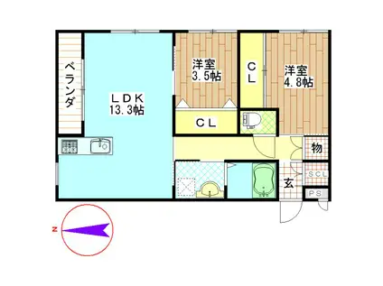 アルテマイスターRINO(2LDK/5階)の間取り写真