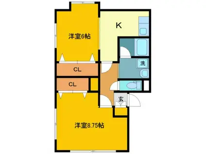 ロイヤルタウンII(2DK/2階)の間取り写真