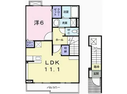 エレガンス中島(1LDK/2階)の間取り写真