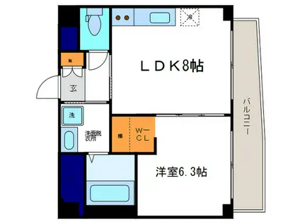 プリオーレリベルタ桂 A棟(1LDK/1階)の間取り写真