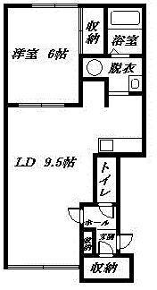 ベラーノE棟(1LDK/2階)の間取り写真