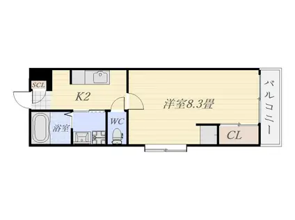 ロゼフラン(1K/4階)の間取り写真