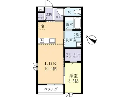 YA-STYLE(1LDK/2階)の間取り写真