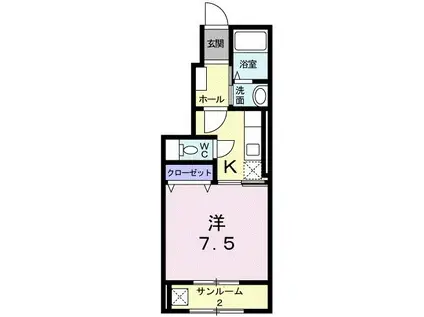 グランデ(1K/1階)の間取り写真