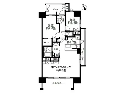 プレサンスロジェ池尻大橋(2LDK/8階)の間取り写真