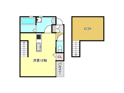 プレベールIV(1K/1階)の間取り写真