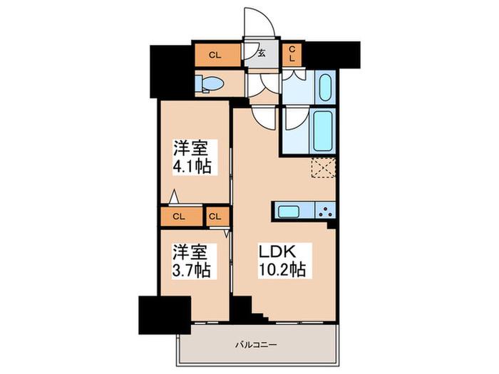 アーバネックス日本橋茅場町(2LDK/4階)の間取り写真