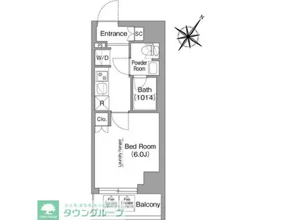 コンフォリア・リヴ横浜阪東橋(1K/2階)の間取り写真