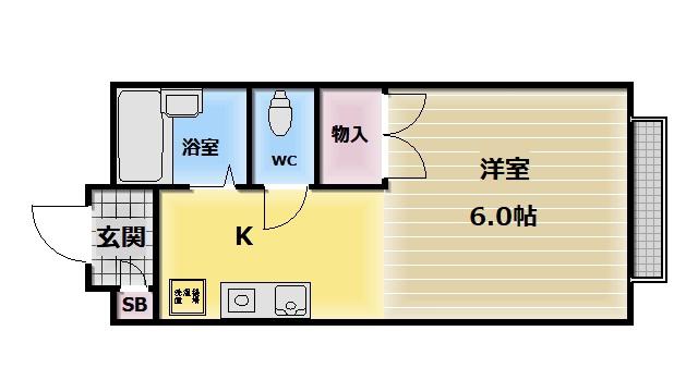 エステートピアナカタC棟(ワンルーム/1階)の間取り写真