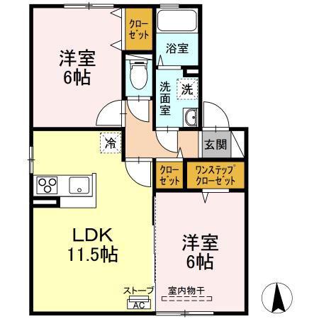 セントグランモアB(2LDK/1階)の間取り写真