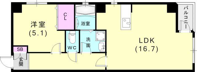 メゾン島上(1LDK/2階)の間取り写真