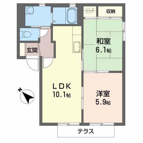グランデュールあさか(2LDK/1階)の間取り写真