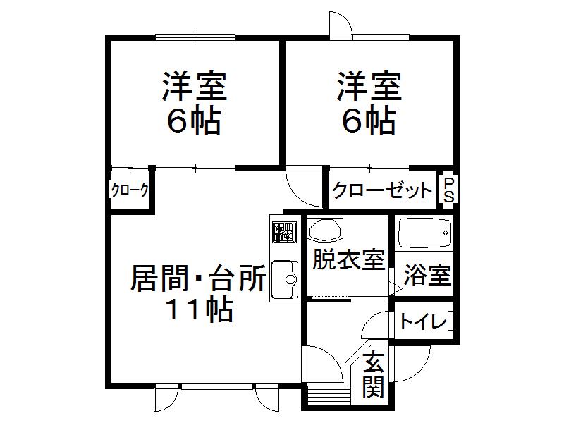 ハスコート清水(2LDK/2階)の間取り写真