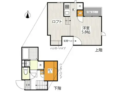 CB蓮田リーリエ(1K/2階)の間取り写真
