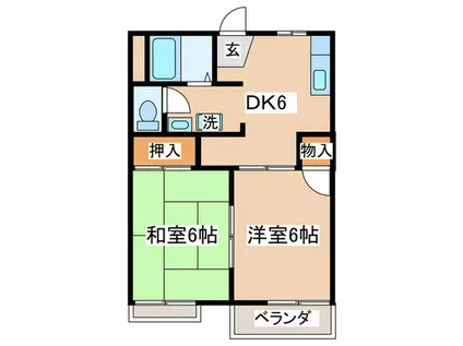 フレグランス厚木(2DK/2階)の間取り写真