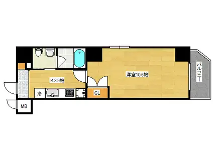 ウイング稲荷町(1K/10階)の間取り写真