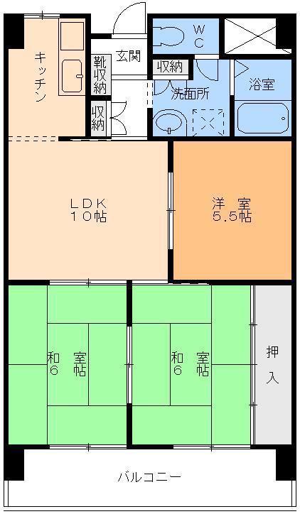 パークハイツ(3LDK/1階)の間取り写真