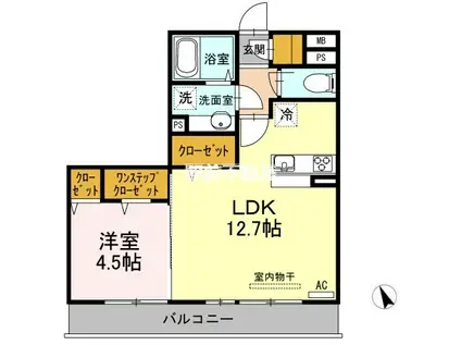 プリムローズ(1LDK/1階)の間取り写真