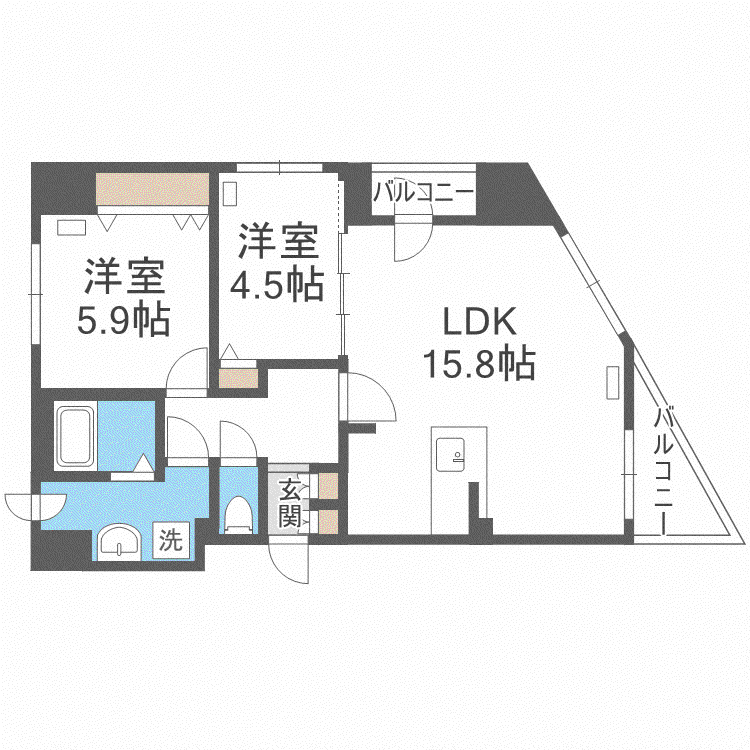 レジェンドコート琴似(2LDK/9階)の間取り写真