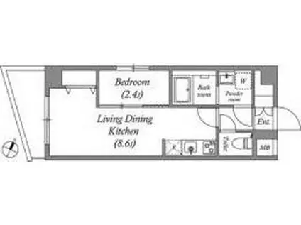 クオリタス田端(1LDK/3階)の間取り写真