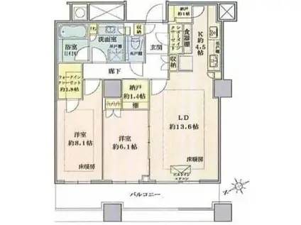 ザ・パークハウス西新宿タワー60(2LDK/59階)の間取り写真