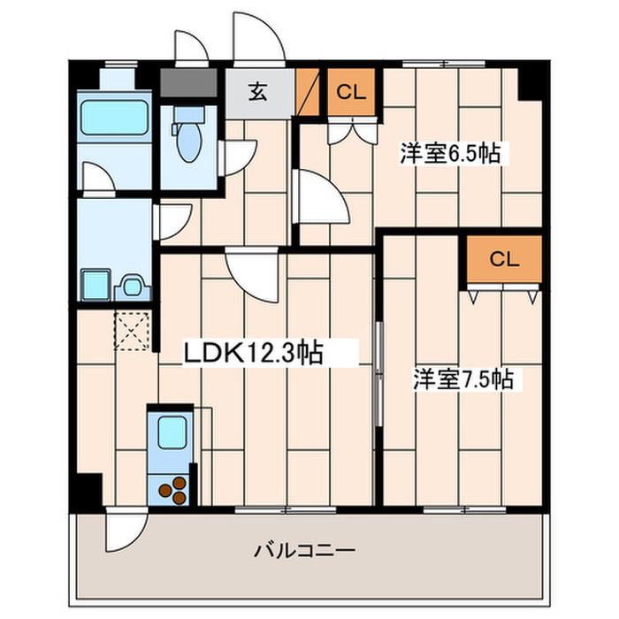 サンライト緑園(2LDK/3階)の間取り写真