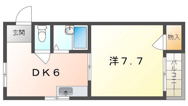 クワイエット香里(1DK/4階)の間取り写真