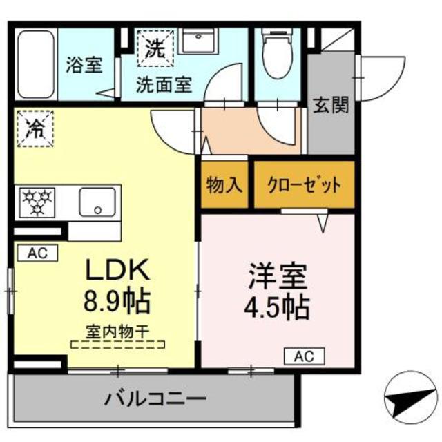 セレスティア柴又VI(1LDK/3階)の間取り写真