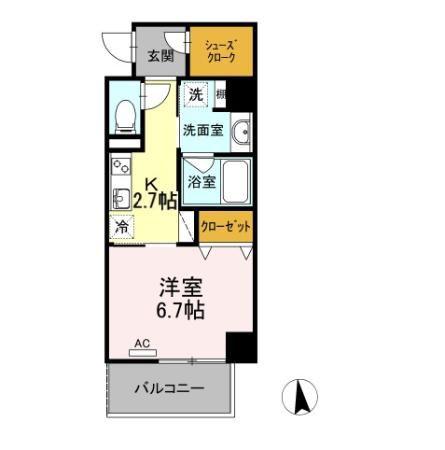 プランドール東岡崎(1K/4階)の間取り写真