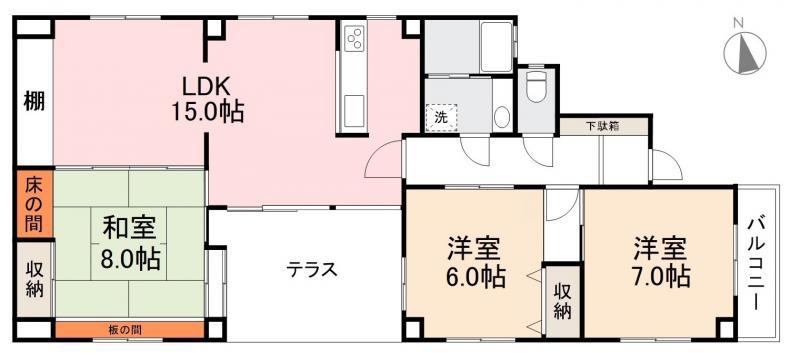 アルピニスタ番町(3LDK/1階)の間取り写真