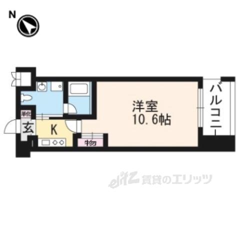 レジディア洛北(1K/3階)の間取り写真