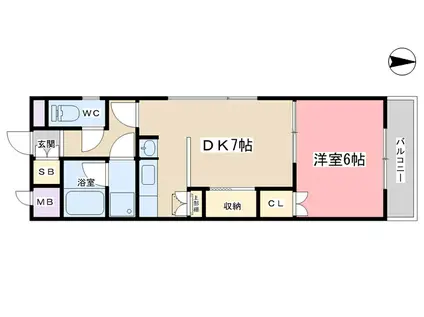 パインベルテ御陵(1DK/3階)の間取り写真