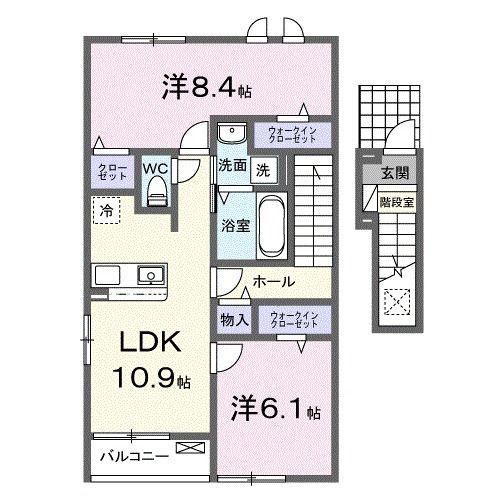 ラ・ポーズ I(2LDK/2階)の間取り写真
