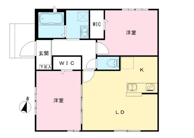 プラムコート(2LDK/1階)の間取り写真