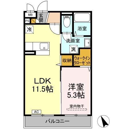 アーバニズム小美玉レジデンス(1LDK/2階)の間取り写真