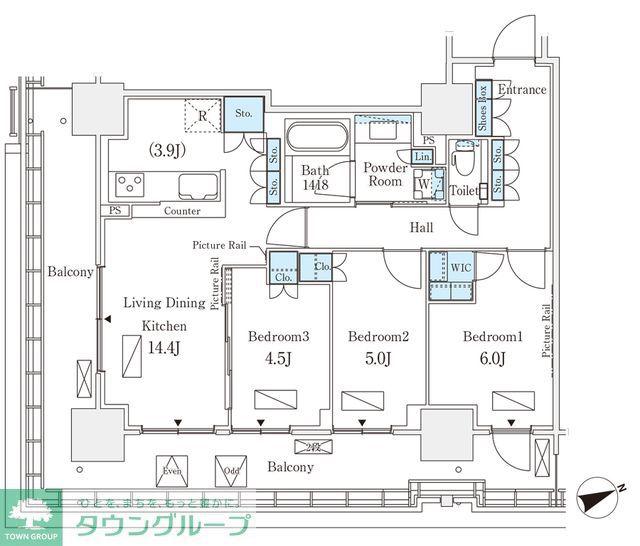 ロイヤルパークス品川(3LDK/21階)の間取り写真