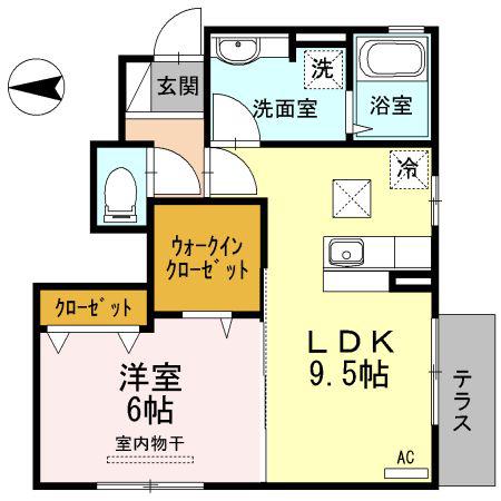 ベル・パエーゼ・青木(1LDK/1階)の間取り写真
