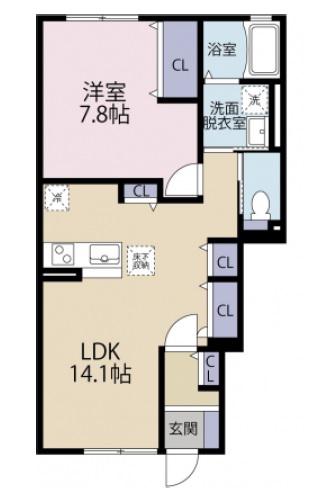 グランエスペランサ・ダイアD(1LDK/1階)の間取り写真