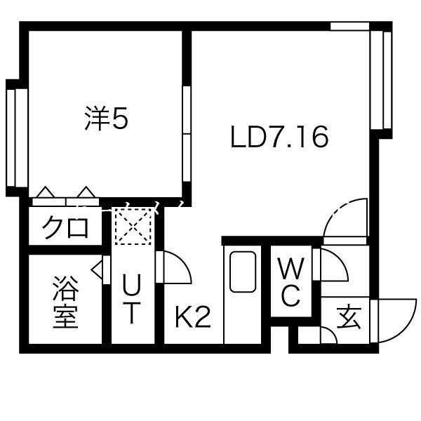アバンティII(1LDK/2階)の間取り写真