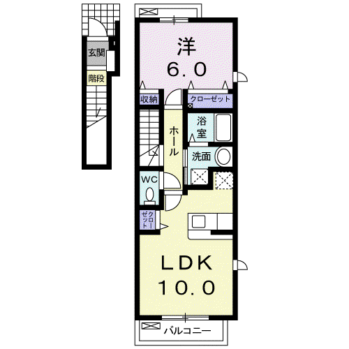 ひまわり(1LDK/2階)の間取り写真