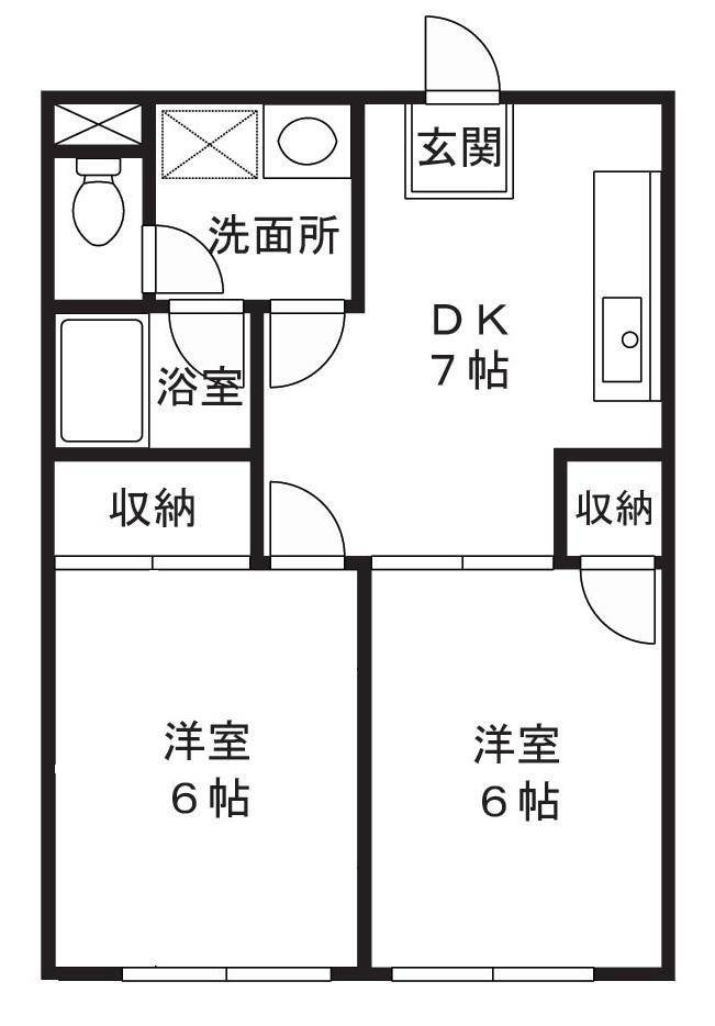 菊の園コーポ(2DK/1階)の間取り写真