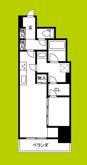 アーバネックス谷町四丁目(1LDK/11階)の間取り写真